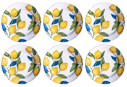 Lemon Orchard 10.5" Dinner Plate, Premium NewWave Melamine, Indoor/Outdoor, Shatter-Resistant, Microwave & Dishwasher Safe Dinnerware for Camping & Outdoor Dining, Yellow, Set of 6 - size: Dinner Plate
