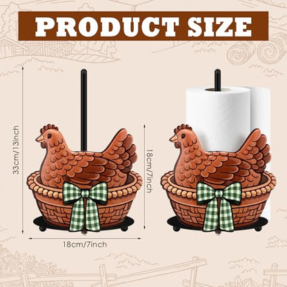 Hen Paper Towel Holder Black Metal Paper Towel Holder Large Decorative Tissue Stand Kitchen Decor Accessories for Home Party Bathroom Countertop Dining Table - style: Hen on Nest