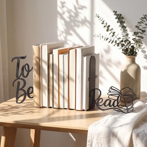 Sintuff 2 Pcs Metal Bookends to Be Read Book Ends for Shelves Decorative Bookshelf Hollow Letter Bookends Home Library Office School Desk Bookshelf Decor for Back to School Book Lovers Gift - style: To Be Read
