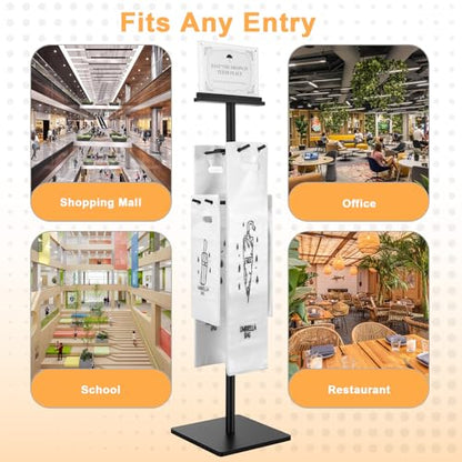 Wet Umbrella Stand with 400 Free Plastic Umbrella Bags disposable for Entry | 4-Side Hanging Umbrella Holder | Magnetic Signs | Dual-Size Umbrella Bag