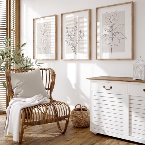 Neutral Botanical Prints Wall Art Decor Plant Minimalist Canvas Pictures Vintage Beige Wall Art Modern Farmhouse Line Poster Boho Abstract Painting Artwork for Bedroom 16x24 Inch Unframed Set of 3 - color: Botanical - Prints, size: 24"L x 16"W, style: Unf