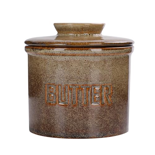 Butter Jar, French-Style Butter Dish with Lid, with Water Line, Countertop Suitable, Housewarming Gift Box, Kitchen & Home Decoration (kiln-transformed white, ) - color: kiln-transformed white white