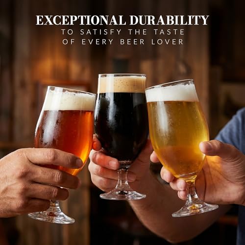 KROSNO Beer Glasses Set of 6, 16.9 oz, Harmony Collection | Drinking Glasses, IPA, Pilsner, Ale, Drinking Set, Lead-Free Crystal, Beer Stein, Dishwasher Safe - style: Beer 16.9 oz (Set of 6)