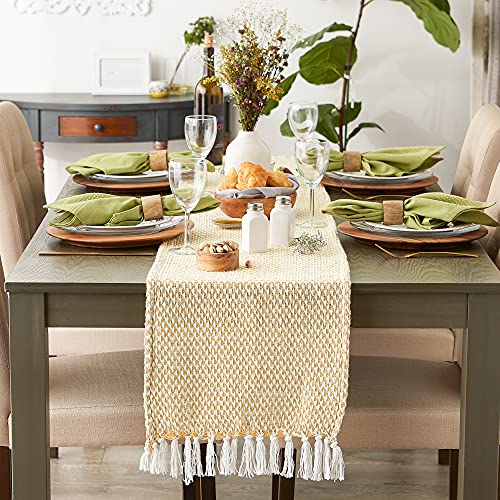 DII Woven Basics Collection 100% Cotton Knit Table Runner, 15x72, Honey Gold - color: Honey Gold, size: 15x72"
