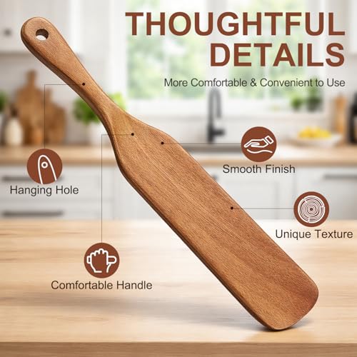 2 Pcs Wooden Spurtle for Sourdough Starter Acacia Wood Thin Spatula Scraper | Mixing Tool Sour Dough Whisk Mixer Warmer Bread Accessories Jar Spatula Sourdough Scraper Stirrer Skinny Spatula Spurtle - color: 2 PCS SPURTLE