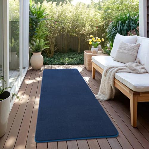 HOMORE 2x4 Runner Rug, Navy Blue Rugs for Bedroom Living Room | Thickened Memory Foam Rugs for Bedside, Non Slip Washable Rug for Kitchen Entrance, Shag Carpet for Dorm Nursery Home Office - color: Navy Blue, size: 2 x 4 Feet (Rectangular)