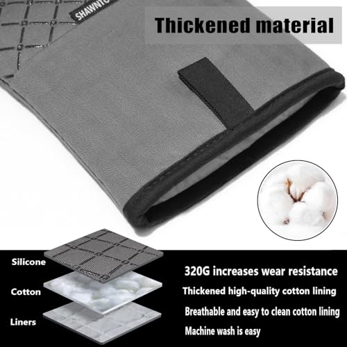 Oven Mitts and Pot Holders Sets 6pcs, Kitchen Oven Glove,High Heat Resistant 550 Degree Extra Long Oven Mitts and Potholders with Non-Slip Silicone Surface for Home Essentials (Grey) (Gray 2) - color: Gray 2
