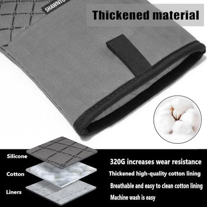 Oven Mitts and Pot Holders Sets 6pcs, Kitchen Oven Glove,High Heat Resistant 550 Degree Extra Long Oven Mitts and Potholders with Non-Slip Silicone Surface for Home Essentials (Grey) (Gray 2) - color: Gray 2