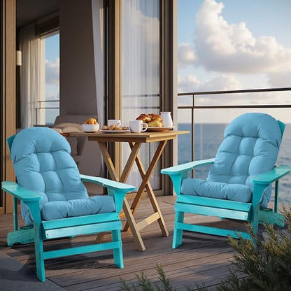 Adirondack Chair Cushion, Rocking Chair Cushion 44x19.4x4 inch, High Back Patio Cushions of Upper and Lower with Ties, Sunscreen and Fade-Resistant (Baltic Sea, 2) - color: Baltic Sea