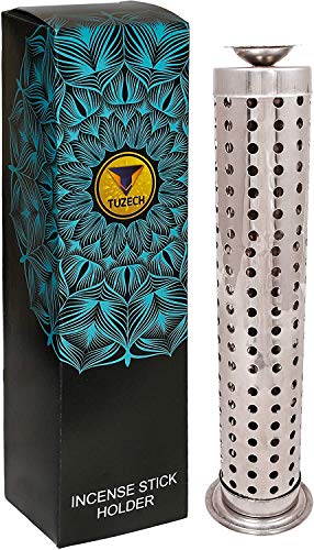 Steel King Size Sage Long Tower Soapstone Incense Holder Home Agarbatti Stand with Ash Catcher Best for Diwali Pooja Celebration (Mutiple Sticks)
