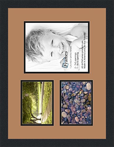 ArtToFrames Collage Photo Frame Double Mat with 1-8x10 and 2-5x7 Openings and Satin Black Frame - color: Paloma, size: 1 - 8x10 and 2 - 5x7