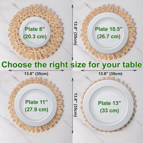 13.8" Set of 12 Round Woven Corn Husk Placemats by Laquedecraft | Protects Tables from Heat & Scratches, Perfect for Everyday Dining, Family Gatherings and Holiday Entertaining - size: Set of 12 (Dia 13.8)