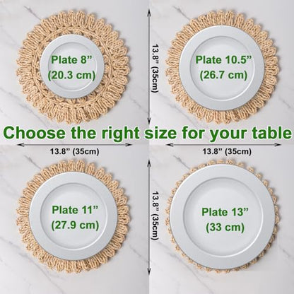 13.8" Set of 12 Round Woven Corn Husk Placemats by Laquedecraft | Protects Tables from Heat & Scratches, Perfect for Everyday Dining, Family Gatherings and Holiday Entertaining - size: Set of 12 (Dia 13.8)