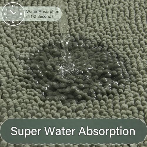 Bathroom Rug Sets 2 Piece, 20"x20" U-Shaped & 21"×34", Sage Green | Toilet Mat Non Slip Bath Mats Floor Set, Washable Bath Rug Set, Absorbent Soft Bathroom Rug - color: Sage Green