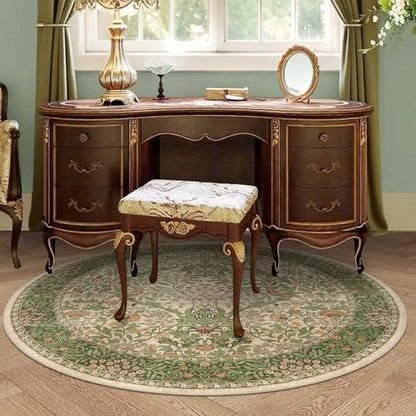 4ft Round Washable Area Rug Non-Slip Carpet for Bedroom Pink Green - color: Pink Green (Larger Pattern), size: 4' (Round)