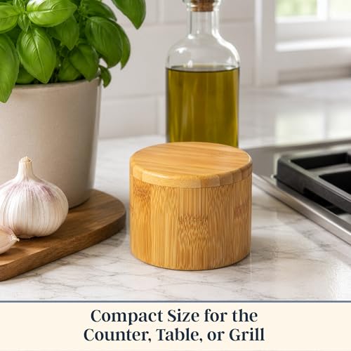 Totally Bamboo Salt Cellar with Swivel Lid, Salt Container for Countertop | Easy-open magnetic lid for one-hand use while cooking. 6 oz salt box for favorite salts, seasonings, or herbs. - style: Original Salt Box