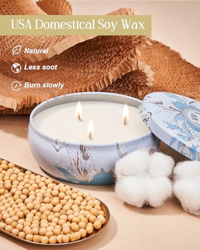 M&SENSE Ocean Waters Scented Soy Candles 12oz | Triple Wick, 40 Hour Long Burn, Non-Toxic,100% Natural Soy Wax, Stress Relaxing Aromatherapy Candle Gift for Women Men - color: Ocean Waters