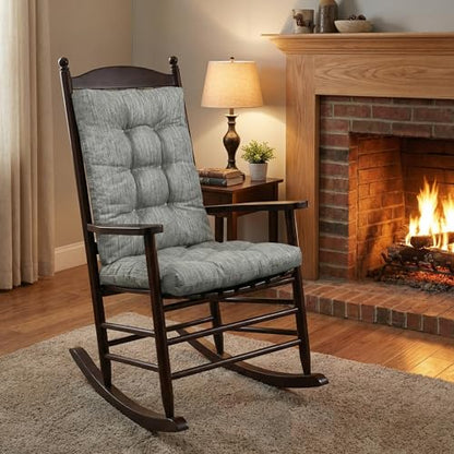 baibu Patented Dual-Layer Rocking Chair Cushion Set, 19.5 x 19.5 in, Grey | Two-piece memory foam seat and back cushion set with secure ties and a non-slip bottom for indoor rocking chairs. - color: Grey