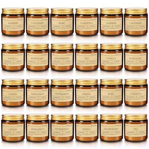 Scented Candle Set 24 Pack (3.05oz Each) - Aromatherapy Candles with Essential Oils, Smokeless Soy Wax Candles in 12 Scents, Gift for Women/Mom, Valentine/Mother's Day/Christmas/Birthday - color: 24Pack-Yellow