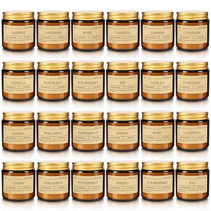 Scented Candle Set 24 Pack (3.05oz Each) - Aromatherapy Candles with Essential Oils, Smokeless Soy Wax Candles in 12 Scents, Gift for Women/Mom, Valentine/Mother's Day/Christmas/Birthday - color: 24Pack-Yellow