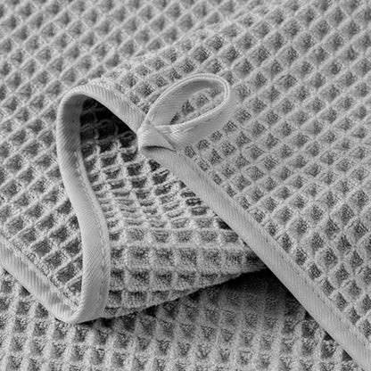 Microfiber Waffle Bath Towels, 4 Pieces, Soft, Absorbent, Fast Drying, Lint Free 430 GSM (27''x55''/68.58 cm x139.7 cm) - color: Silver