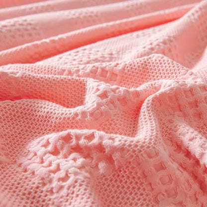 LGYKUMEG 100% Cotton Waffle Knit Blanket,Lightweight,Breathable and Soft, Waffle Weave Weave Throw Blankets for Single Bed and Couch,Pink, 100 x 150 cm / 39 x 59 inch - color: Pink, size: Throw 39x59 inch