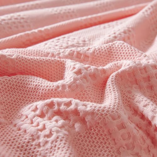 LGYKUMEG 100% Cotton Waffle Knit Blanket,Lightweight,Breathable and Soft, Waffle Weave Blanket for Bed and Couch,Pink, 180 x 200 cm / 71 x 79 inch - color: Pink, size: Twin 71x79 inch