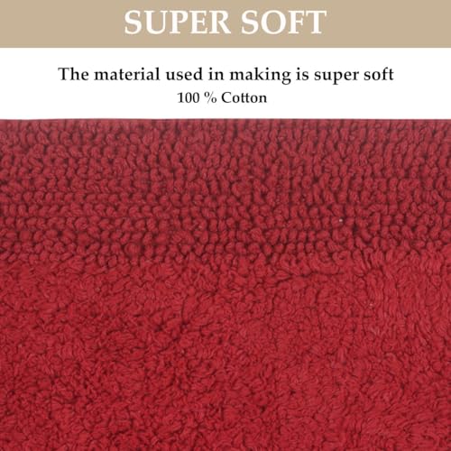 Home Weavers Luxury Collection 100% Cotton Reversible Bathroom Rugs Set, Washable Rug, Soft Cotton Extra Soft and Absorbent Bath Rug, Kitchen Mat, 2 Piece Set(S+L), Red - color: Red, size: 2 Piece Set(S+L)