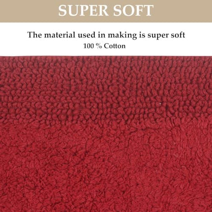 Home Weavers Luxury Collection 100% Cotton Reversible Bathroom Rugs Set, Washable Rug, Soft Cotton Extra Soft and Absorbent Bath Rug, Kitchen Mat, 2 Piece Set(S+L), Red - color: Red, size: 2 Piece Set(S+L)