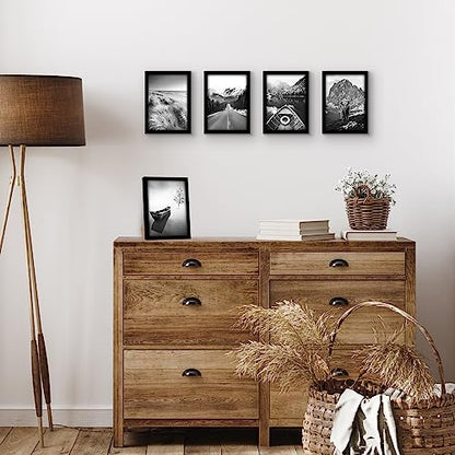 Americanflat 4x6 Picture Frame 5-Pack - Slim Molding - Black | Polished plexiglass front, wall or tabletop display with included easel, triangle hangers included, secure turn-tab backing - color: Black, size: 4x6