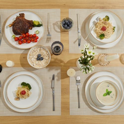 Dinnerware Set for 4, Ceramic Dish Set, Plate and Bowl Set, Microwave & Dishwasher Safe Dishware Set, Chip & Scratch Resistant Dinner Sets, Irregular Edge Design, White - color: White, size: Set (12pcs)