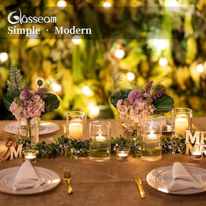 Glasseam Cylinder Vases for Centerpieces, 6Pcs Clear Glass Vase for Flowers | Hurricane Pillar, Floating Candle Holder, Modern, Small Home Decorations, Table Centerpieces, Wedding, Party, 6In - size: 6In
