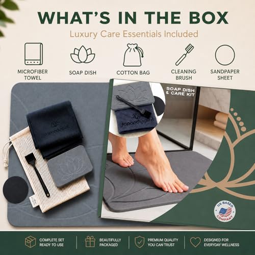 Stone Bath Mat - Diatomaceous Earth, Quick Dry - East Lotus | Non-Slip, Stone Bath Mats for Bathroom, Bath Stone, Diatomite, 23.6"x15.4", Luxury Bath Mat - color: East Lotus