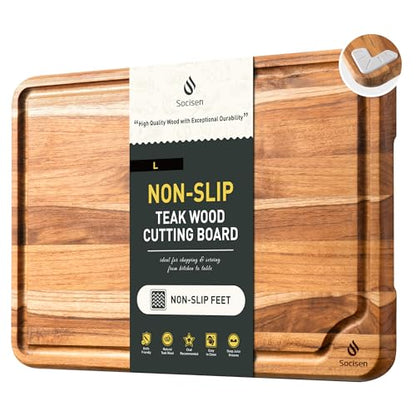 15'' Teak Wood Cutting Board Non Toxic Wooden Chopping Boards for Fruit | Charcuterie Board, Serving, Heavy Duty, Sink Board, Non Slip, Wooden Chopping Board, Small Wooden Chopping Board - style: 15 IN