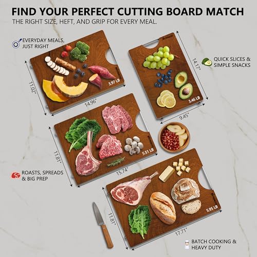 Brosisincorp Sapele Wood Cutting Board One Piece No Glue 14.96"L*11.02"W | Real Solid Whole Single Hardwood, Pre-Oiled Non Toxic No Joint, Reversible Heavy Duty Thick, Edge Grain Without Juice Grooves - size: 15"L x 11"W