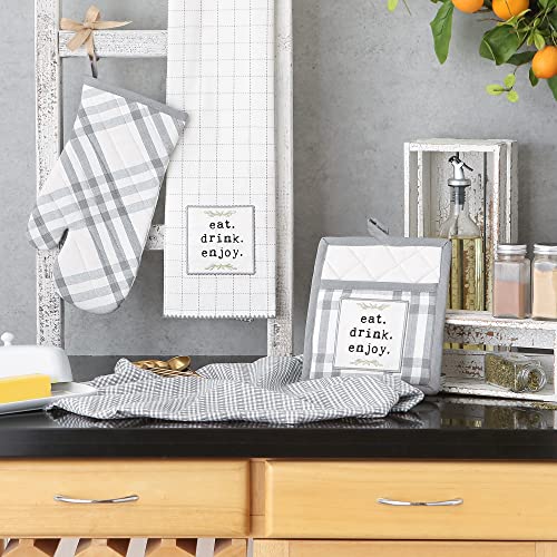DII Home Sweet Farmhouse Kitchen Collection, Potholder/Oven Mitt/Dishtowel Set, Gray, 4 Count - color: Gray, size: Potholder/Oven Mitt/Dishtowel Set