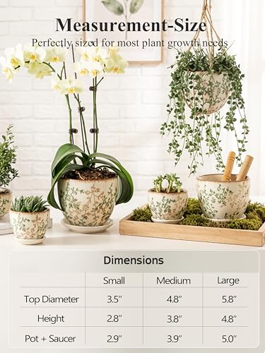 Ceramic Plant Pots, Nursery Pots with Drainage Hole, 3.5 Inch Succulent Pots for Plants, Small Indoor Flower Pots, Modern Decorative Planters for House Plants, Garden Planters, White Green - size: 3.5 inch, set of 4