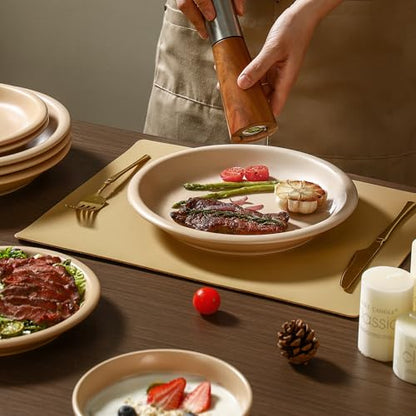 GZG 10.25-Inch Ceramic Dinner Plates, Warm Sand, Set of 4 | Rustic Matte Glaze, Terracotta Stoneware, For Main Course & Everyday Meals, Microwave & Dishwasher Safe - color: Warm Sand, size: 4 pcs Dinner Plate Set