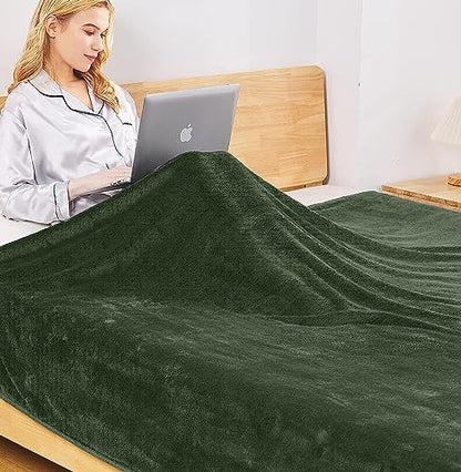 Fleece Blanket Twin Size 350GSM Lightweight Throw for The Bed Extra Soft Brush Fabric Super Warm Sofa Blanket 66" x 90"(Green Twin) - color: Green, size: Twin (90-Inch-by-66-Inch)