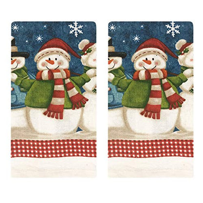 Kitchen Towel 5 Piece Linen Set 2 Towels 2 Pot Holders 1 Oven Mitt (X-Snowman) - color: X-snowman