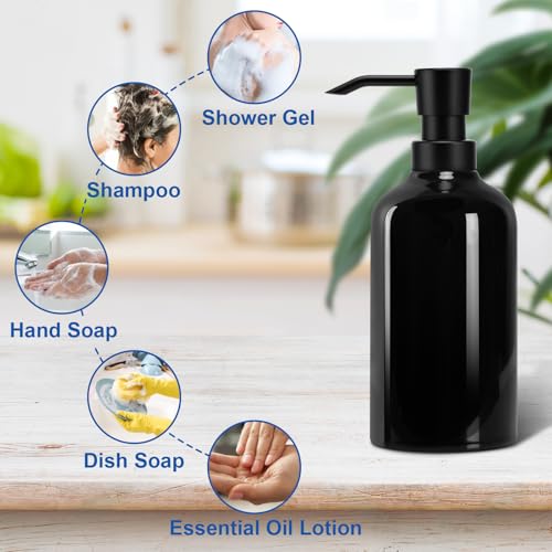 Ceramic Soap Dispenser Bathroom, 2 Pcs 16.9oz Hand Soap Dispenser for Kitchen, Hotel - color: Black-black, size: 2pcs