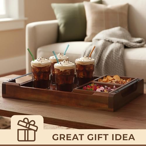 Modular Serving Tray - Acacia | Serving Platter Snack Tray | For Party Hosting - Trays for Serving Food, Charcuterie, Fruit Platter Tray for Parties, Appetizer Dishes & Dessert Trays