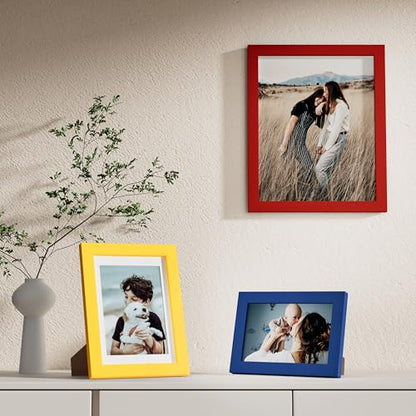 Vittanly 10 Pack Gallery Wall Frame Set, Red, Yellow, Blue | Gallery Wall Frame Set: 2pcs 8x10, 4pcs 5x7 & 4pcs 4x6 Photos for Wall & Table, Picture Frames made of Engineered Wood - color: Red & Yellow & Blue