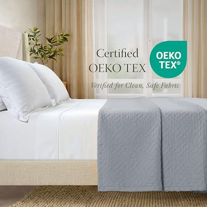 Threadmill Cotton King Coverlet Blanket, Jacquard, Scottish Grey, 104x92 in | 100% Cotton, Jacquard Pattern, 104x92 in, All-Season, Lightweight, OEKO-TEX Certified, Machine Washable - color: Classic Scottish Grey, size: King / Cal King