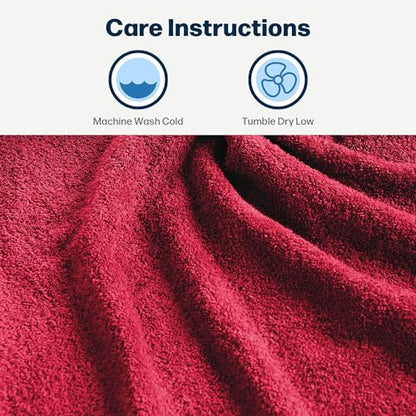 24-Piece Set of Towels, Lightweight 380 GSM Cotton Towels, Quick Drying, Absorbent Hand Towels, Fingertip Towels, Bath Towels, & Washcloths, Red - color: Red
