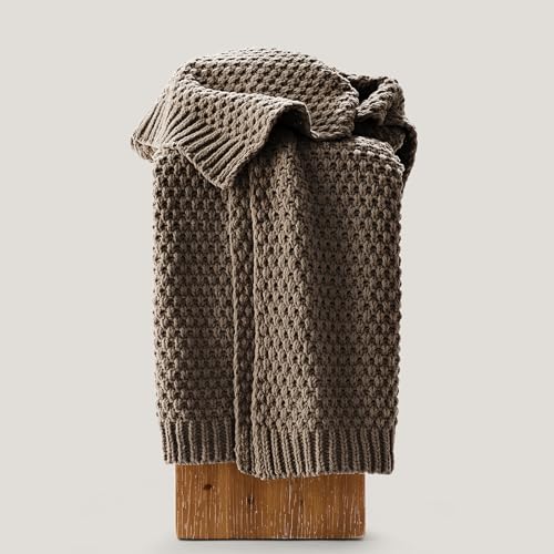 EVERGRACEHOME Chunky Chenille Knit Throw Blanket, 60 x 80, Mocha Brown | Sculpted Moss Stitch, Chic Modern Farmhouse, All-Season Warmth, OEKO-TEX® Certified, Elegant Blanket for Couch, Bed, Sofa - color: Mocha Brown, size: 60" X 80"