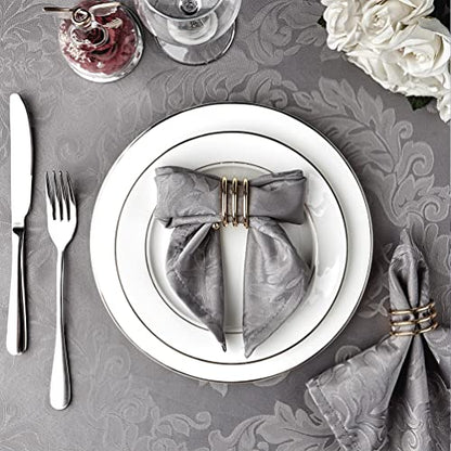 Grey Jacquard 17x17 Square Polyester Cloth Napkins Set of 8 | Waterproof, Stain Resistant, Shrink Proof, Washable, fabric, Outdoor, Dining, Wedding, Kitchen, Party, Banquet, Reusable - color: Gray(01)