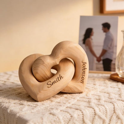 Personalized Interlocking Wooden Hearts, Custom Name Date Engraved Couple Gift, Wedding Anniversary Keepsake, Romantic Decor, Valentine Gift, Bridal Shower Gifts, Engagement Present 4 - color: Design 04