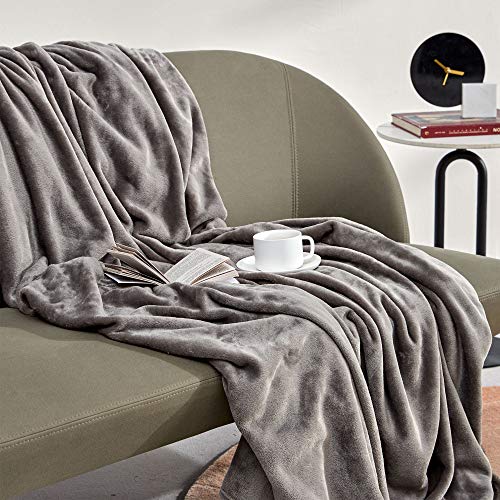 SLEEP ZONE Grey Fleece Blanket Super Soft Cozy Throw Flannel Blanket, Lightweight Comfy Fuzzy Blanket Plush Throw Blankets for Couch, Sofa, Bed, Camping, Travel, 90x90Inches - color: Grey, size: Full/Queen (90x90 inches)