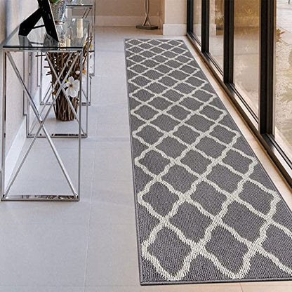 SHACOS Washable Kitchen Runner Rug 2'x8', Dirt Trapping Entryway Rug Runners, Non Slip Rubber Backing Hallway Carpet Runners Floor Mats, Light Gray - color: Light Gray, size: 2' x 8'